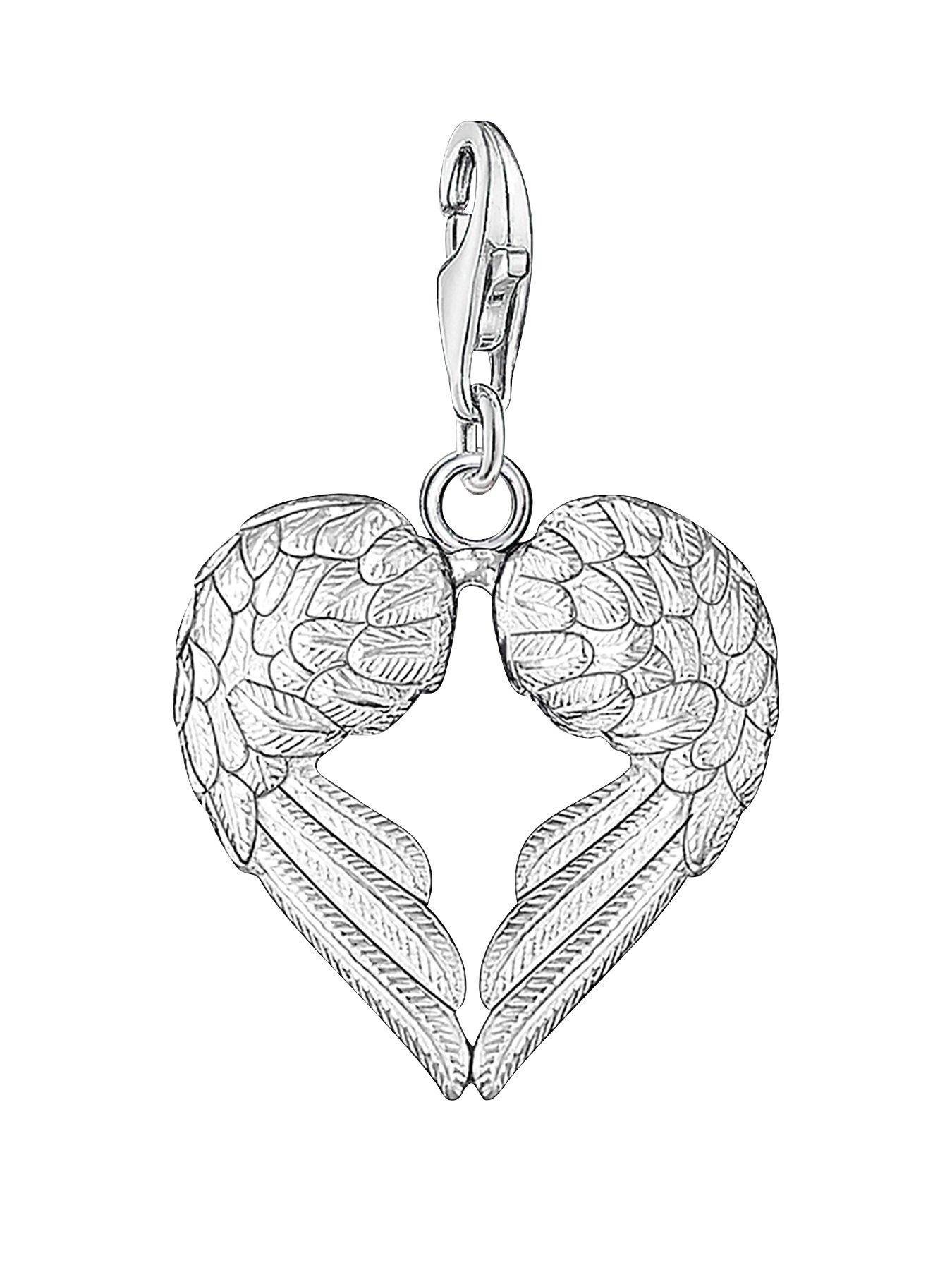 undefined Sterling Silver Charm Club Angel Wings Heart Charm