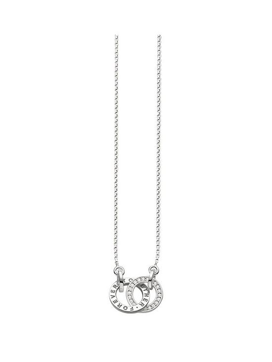 front image of thomas-sabo-sterling-silvernbsptogether-forever-small-size-intertwined-cubic-zirconia-rings-necklace