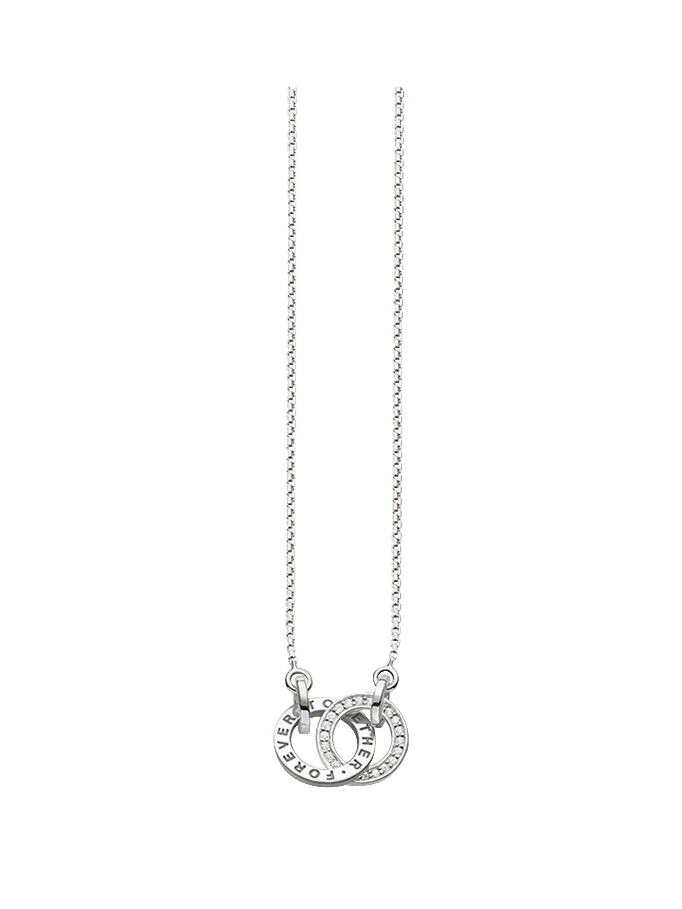 undefined Sterling Silver Together Forever "Small Size" Intertwined Cubic Zirconia Rings Necklace