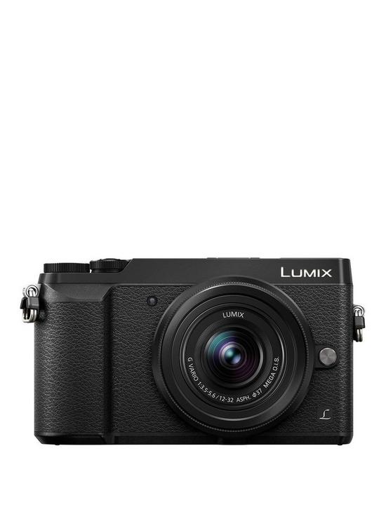 front image of panasonic-dmc-gx80kebk-lumix-compact-digital-camera-with-12-32mm-lens-black