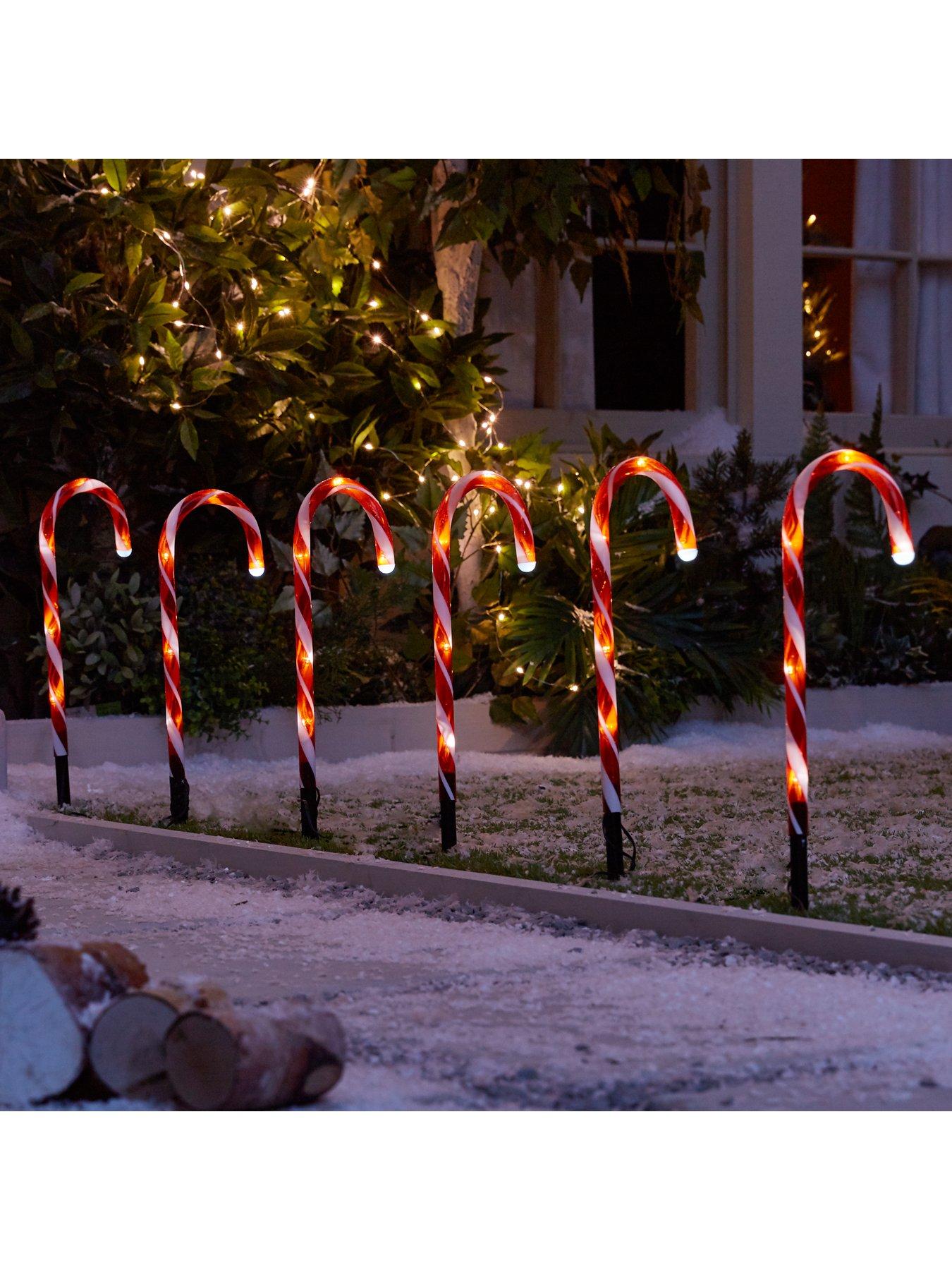 Candy Cane Garden Stake Light Outdoor Christmas Decorations (Set of 6