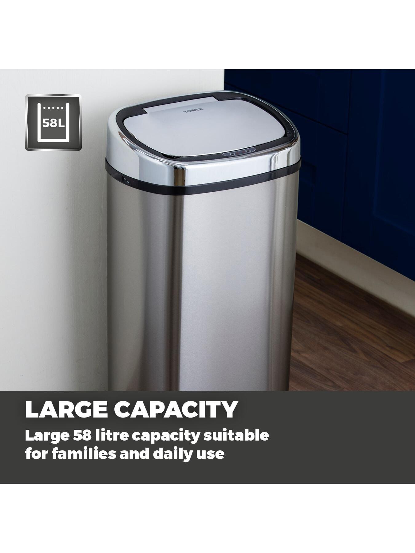 Image 5 of 7 of Tower 58-litre Square Sensor Bin - Stainless Steel