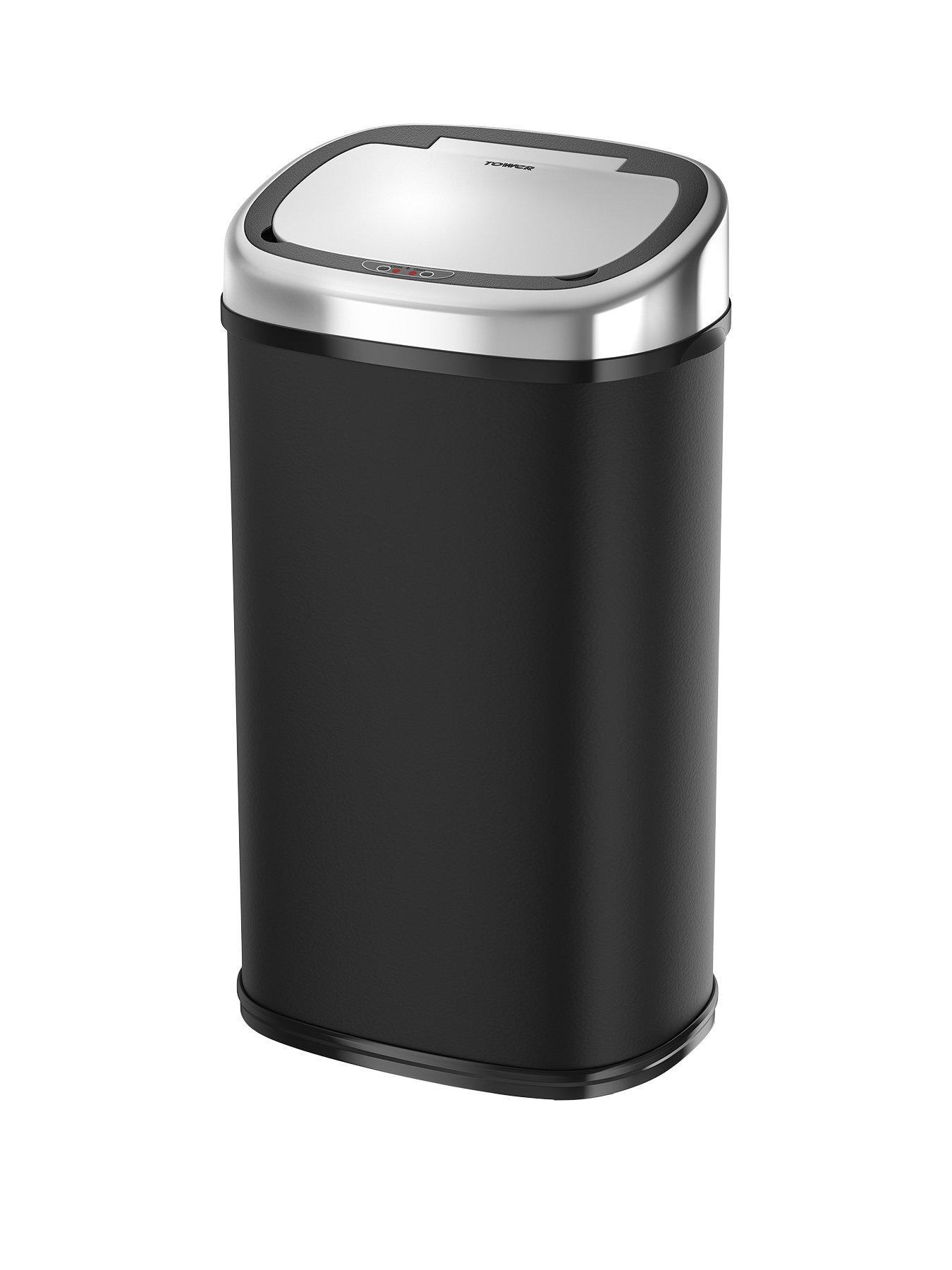 Image 1 of 3 of Tower 58-litre Square Sensor Bin in Black