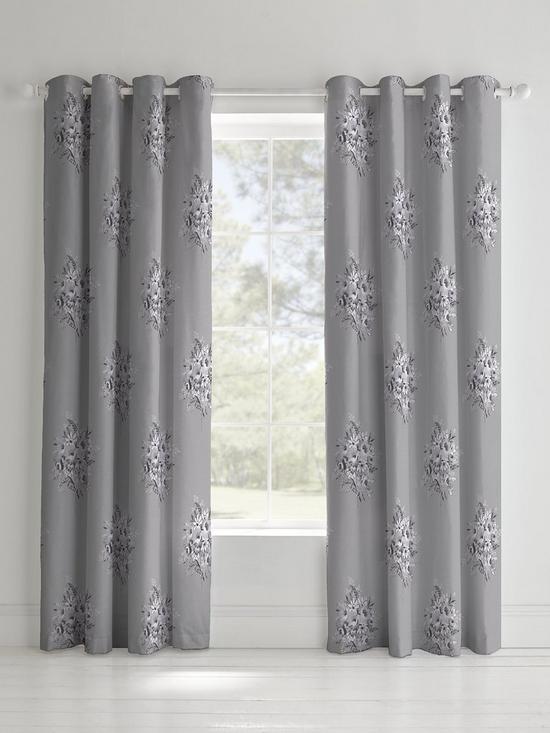 front image of catherine-lansfield-floral-bouquet-lined-eyelet-curtains