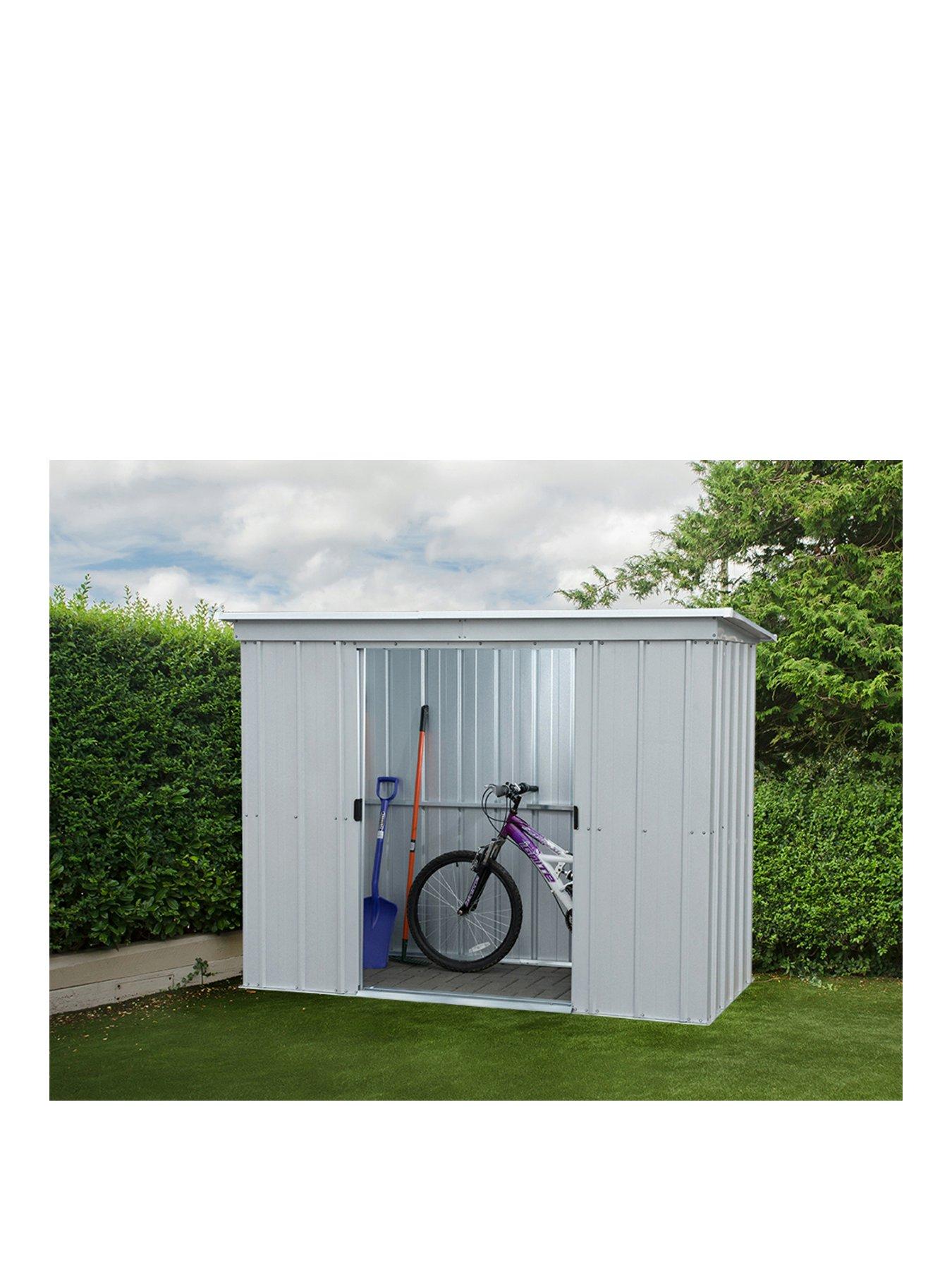 undefined 6.5 x 3.9ft Double Door Metal Pent Roof Shed with Floor Frame
