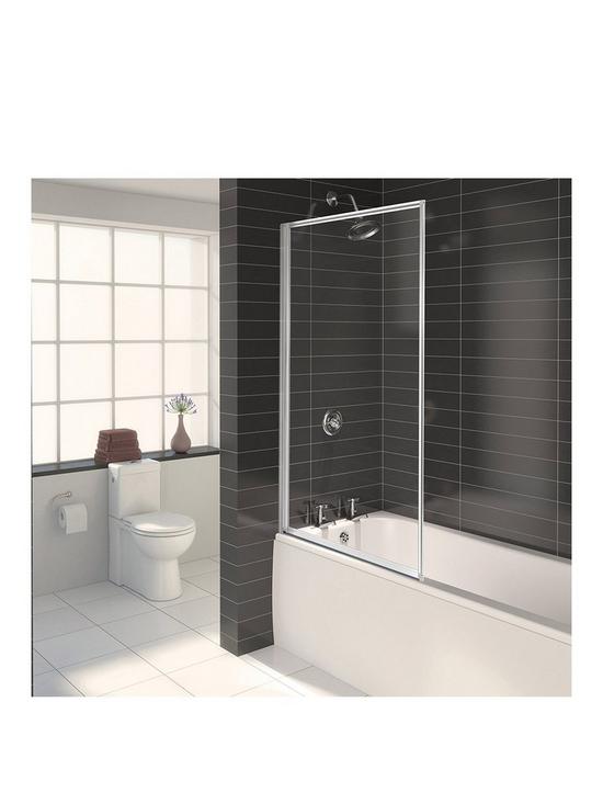 front image of aqualux-aqua-3-fully-framed-bath-shower-screen-white
