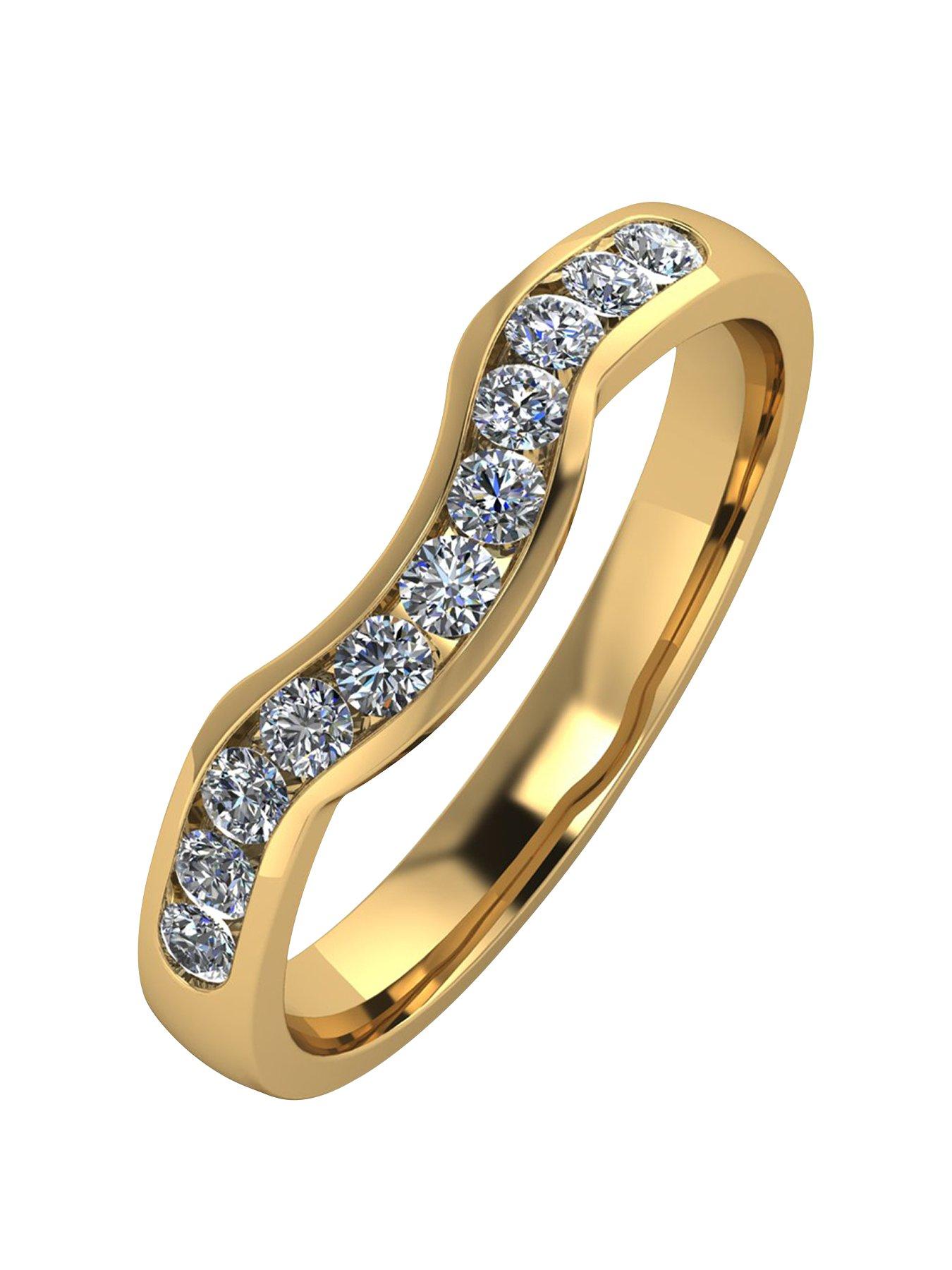 Moissanite 9ct Gold 33pt Channel Set Shaped Wedding Ring | littlewoods.com