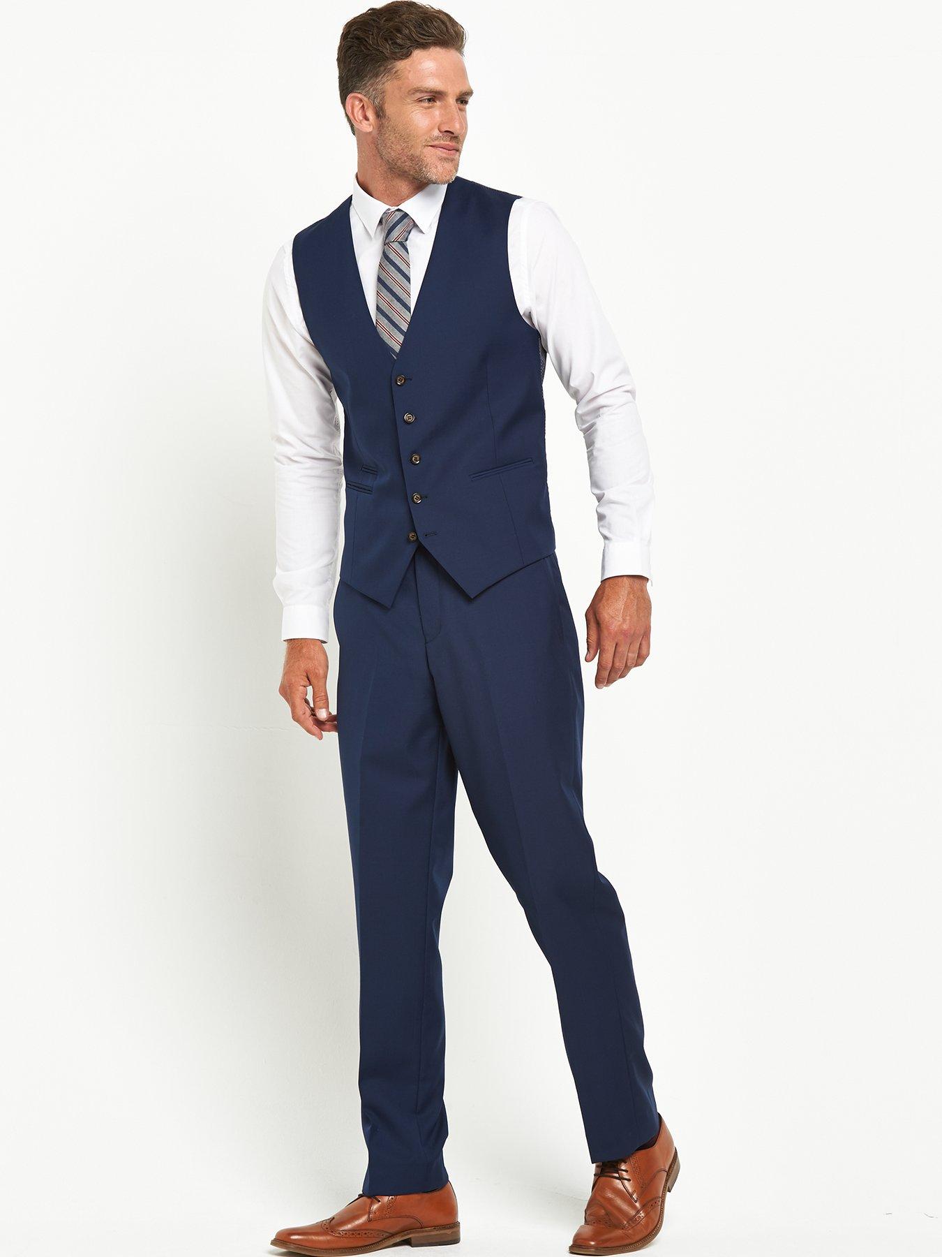 Black peak lapel Morning Suit with beige waistcoat and regular fit grey  Trousers