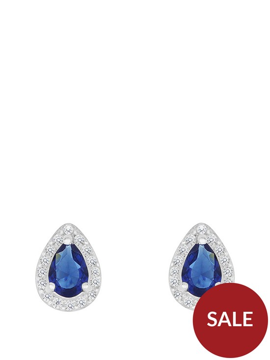 front image of love-gem-sterlingnbspsilver-blue-and-white-cubic-zirconianbsppeardropnbspstud-earrings