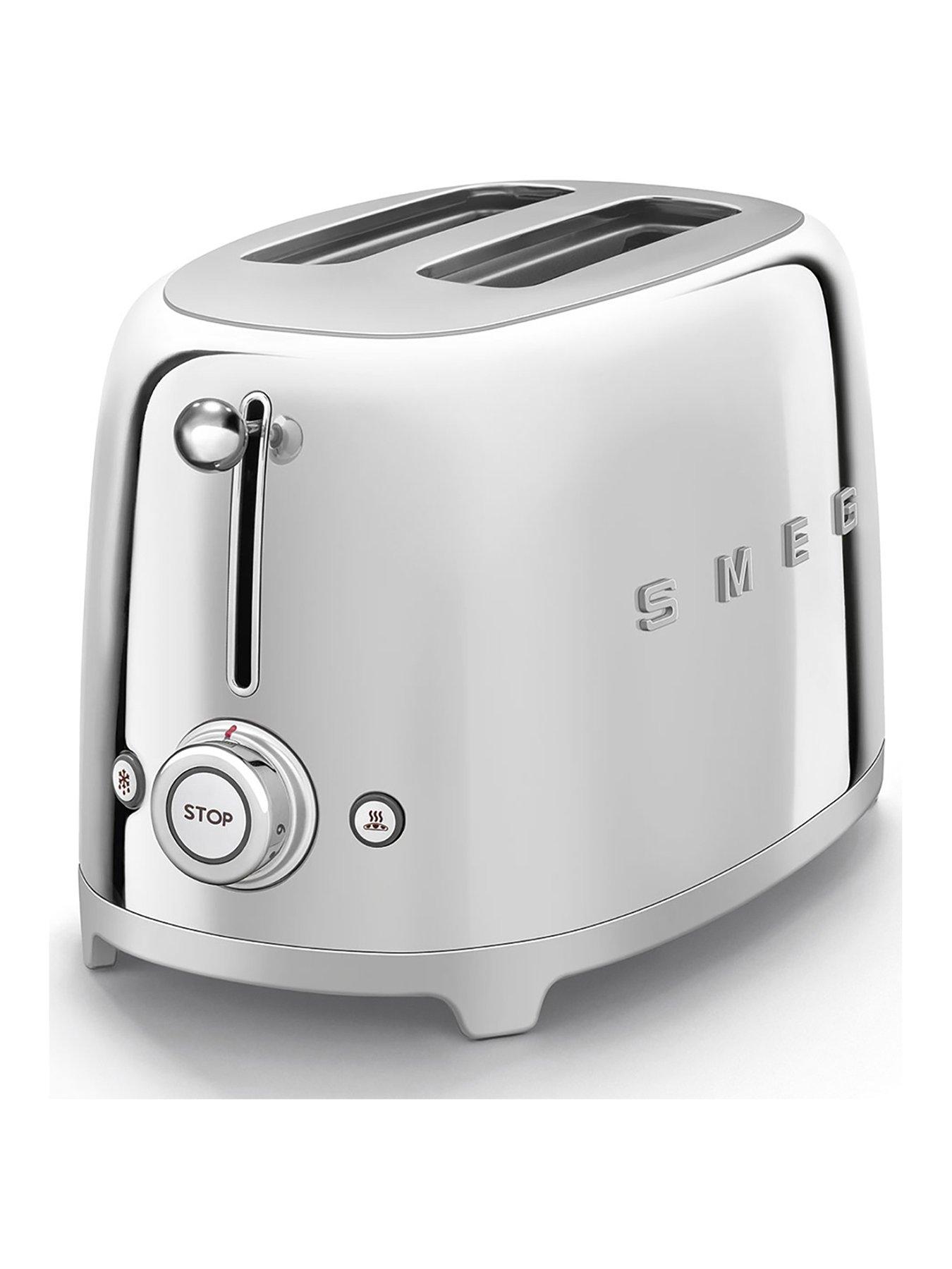Smeg TSF01 Retro Style 2 Slice Toaster, 950W - Stainless Steel