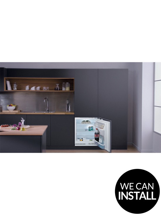 stillFront image of hotpoint-hla1uk1-60cmnbspbuilt-in-under-counter-fridge-white