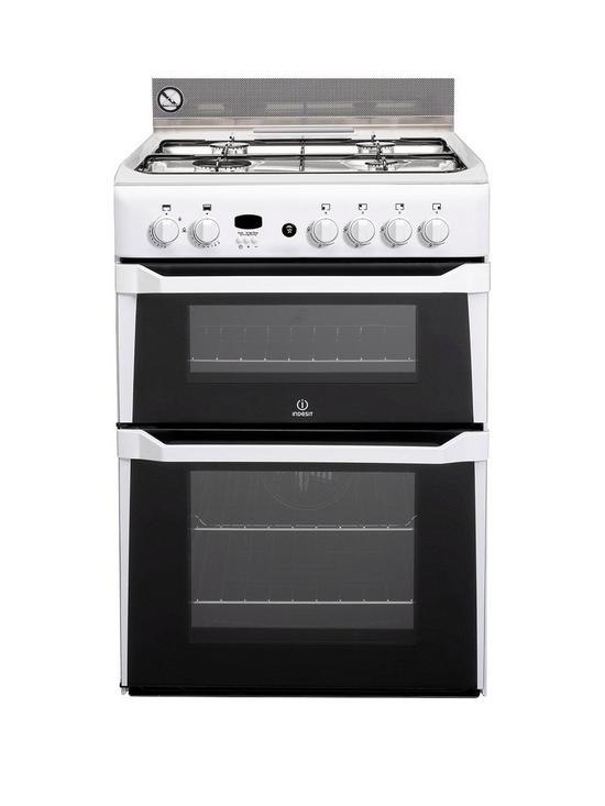 front image of indesit-id60g2w-60cm-double-oven-gas-cooker