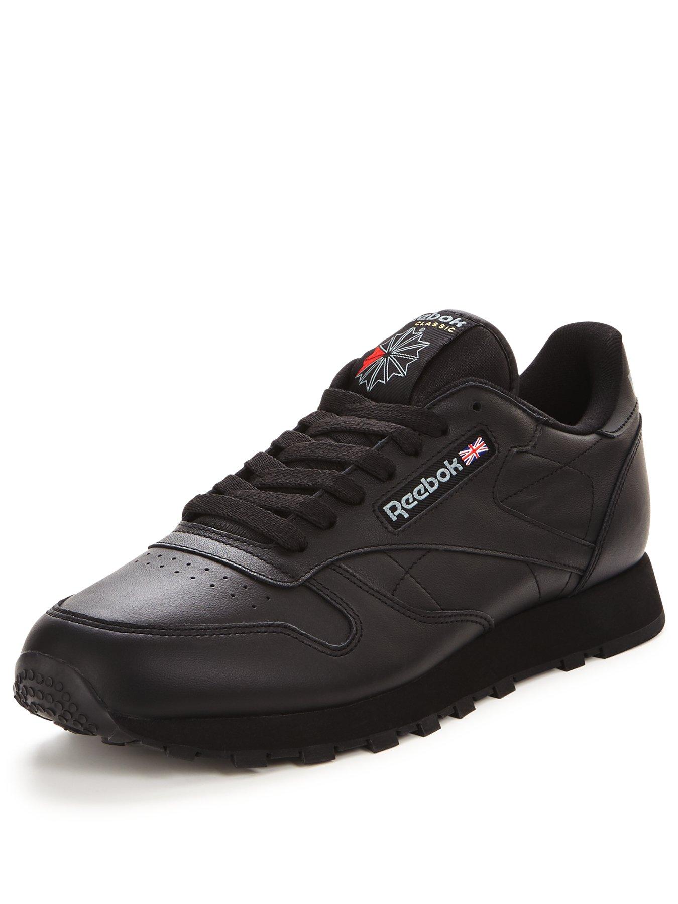 reebok classic black leather mens trainers