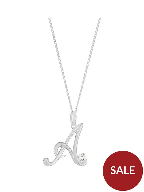 the-love-silver-collection-sterling-silver-cubic-zirconia-initial-pendant