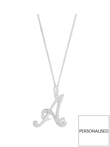 the-love-silver-collection-sterling-silver-cubic-zirconia-initial-pendant