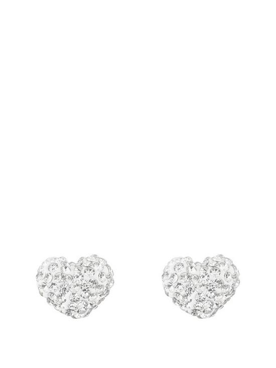 front image of the-love-silver-collection-sterling-silver-crystal-heart-glitter-studs