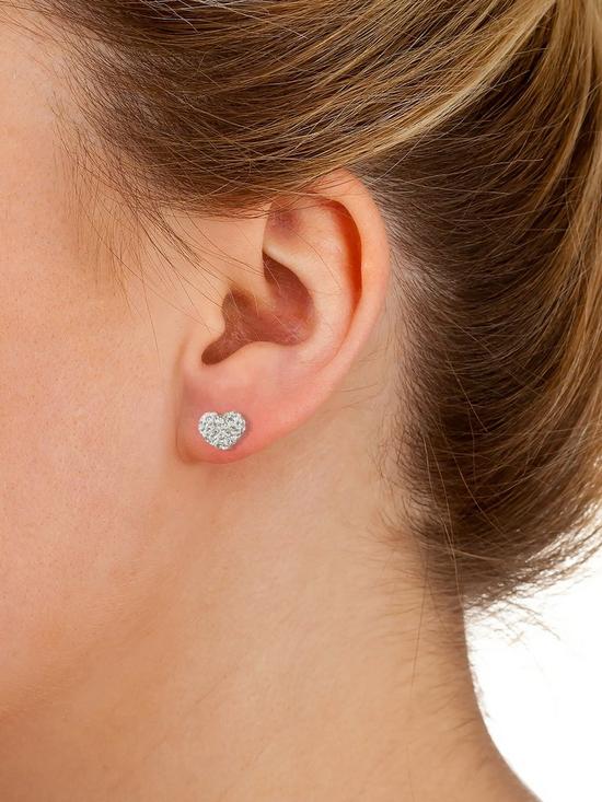 stillFront image of the-love-silver-collection-sterling-silver-crystal-heart-glitter-studs
