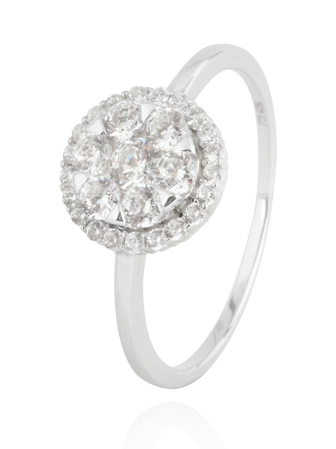 Image 1 of 3 of The Love Collection Sterling Silver Cubic Zirconia Cluster Ring