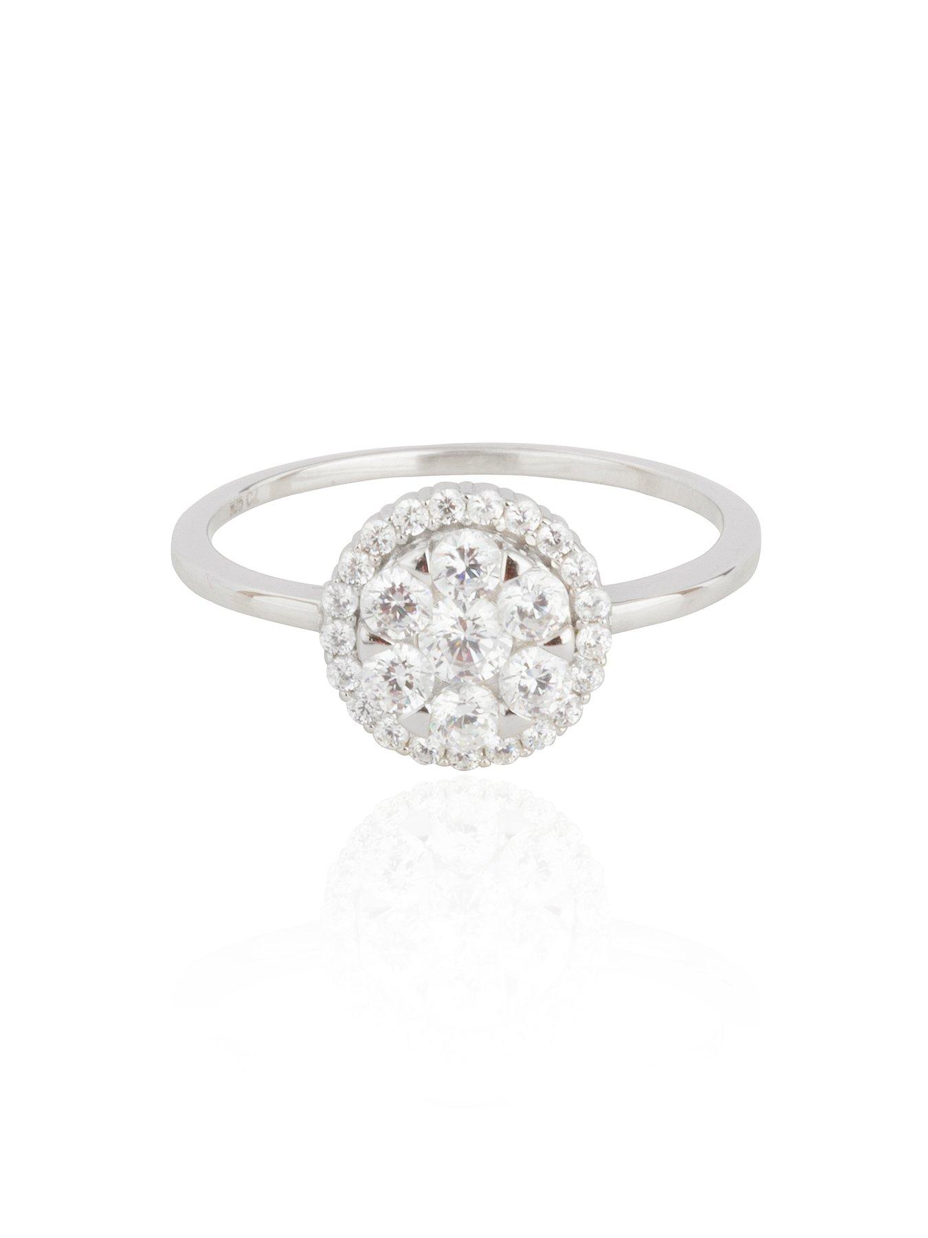 Image 2 of 3 of The Love Collection Sterling Silver Cubic Zirconia Cluster Ring