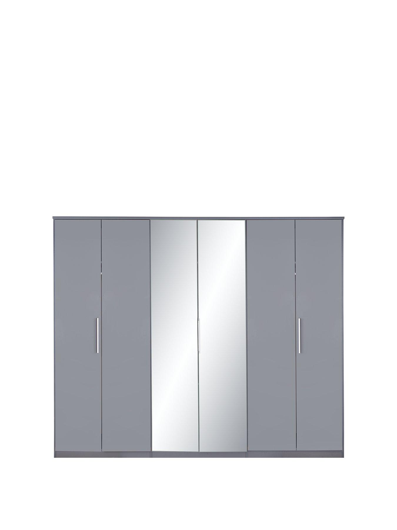 Prague Gloss 6 Door Mirrored Wardrobe Littlewoods Com