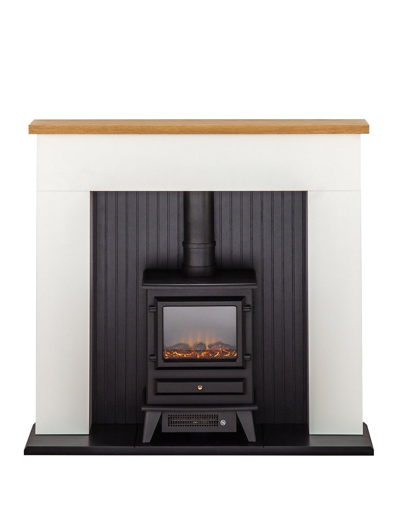 Adam Fires Fireplaces Innsbruck White Electric Fireplace Suite