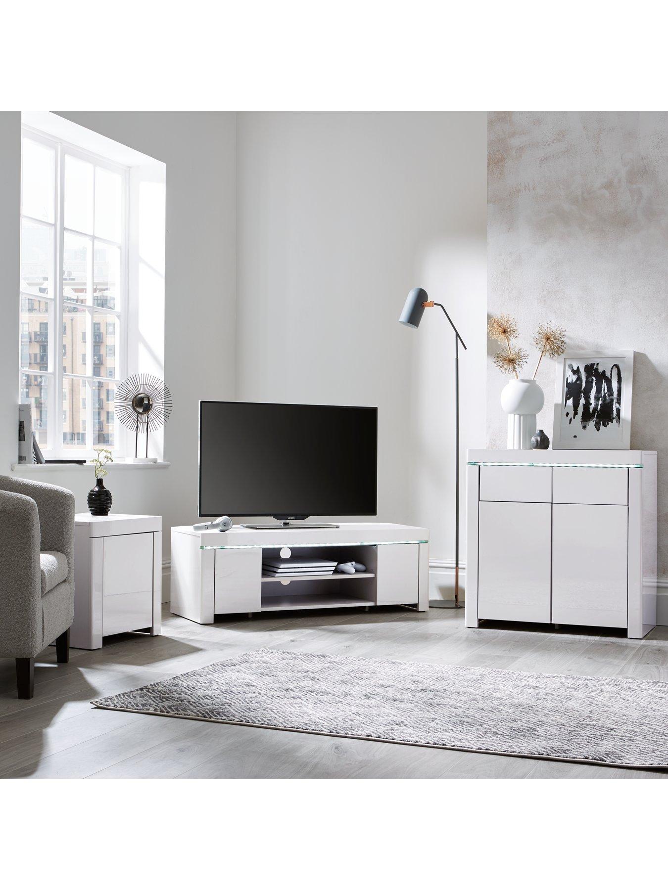 White gloss deals corner unit