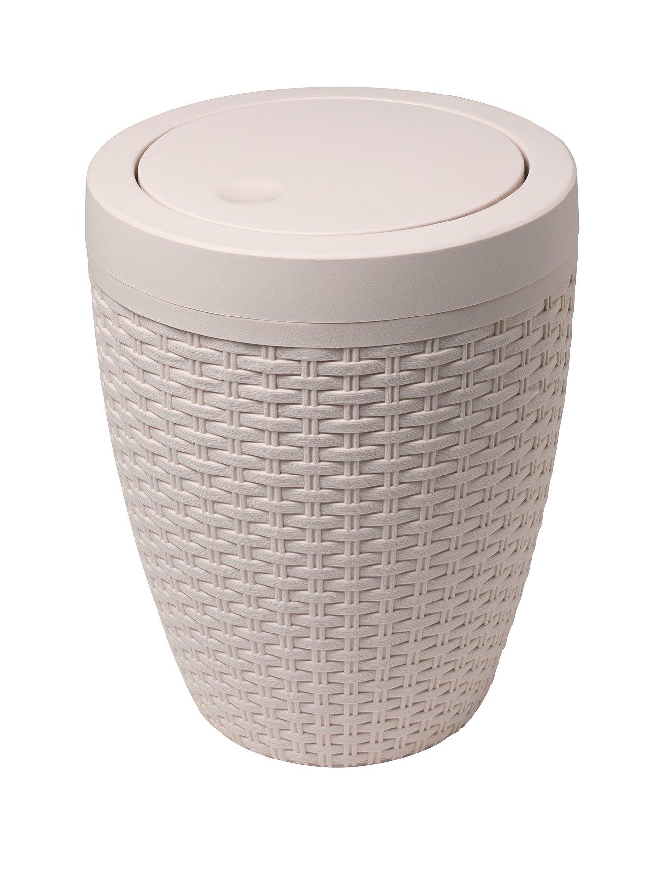 undefined Faux Rattan Swing Lid Bathroom Bin