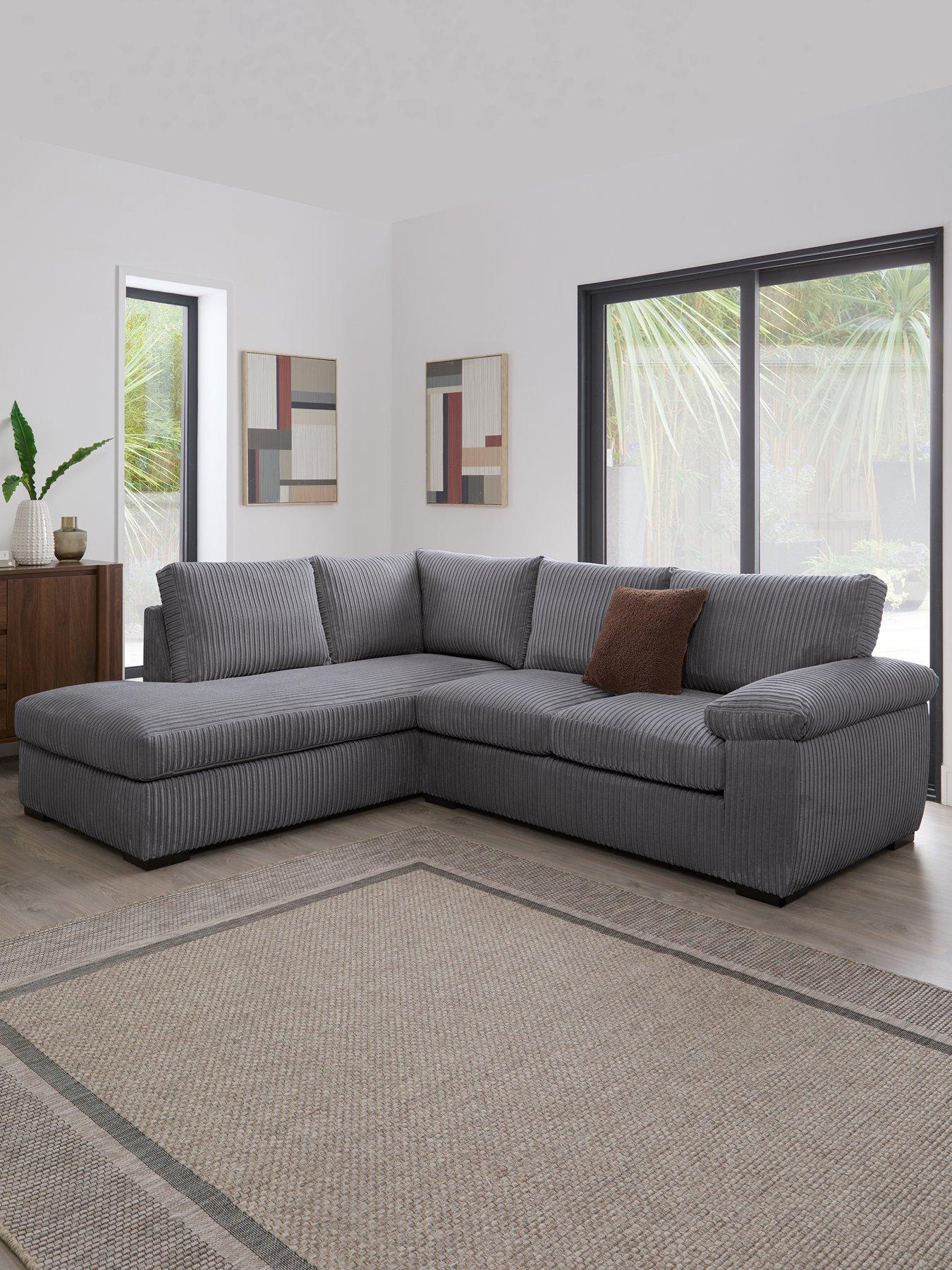 The Very Collection Amalfi Standard Back Fabric Left Hand Corner Chaise Sofa - Charcoal - FSC® Certified