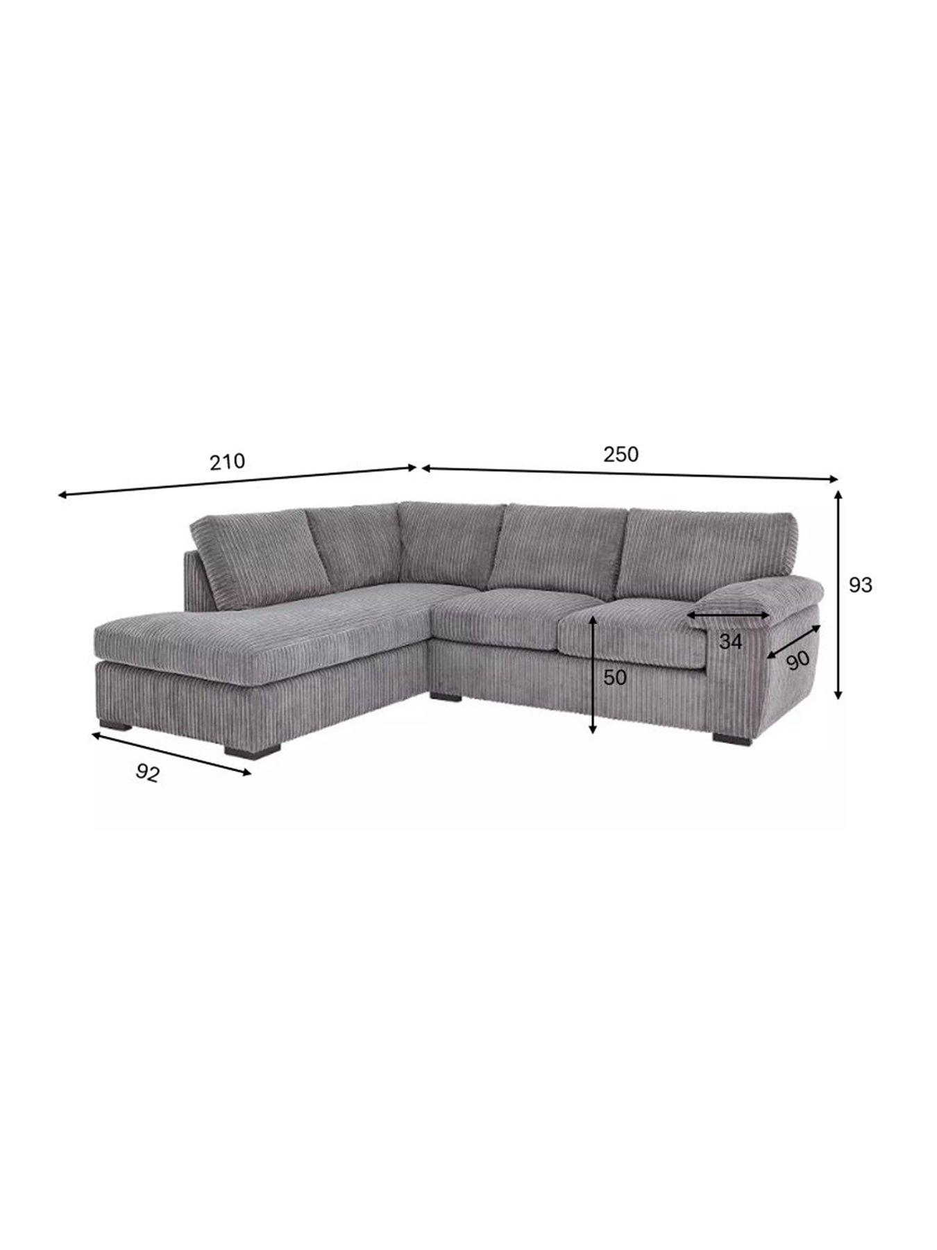  image of very-home-amalfi-standard-back-fabric-left-hand-corner-chaise-sofa-charcoal-fscreg-certified