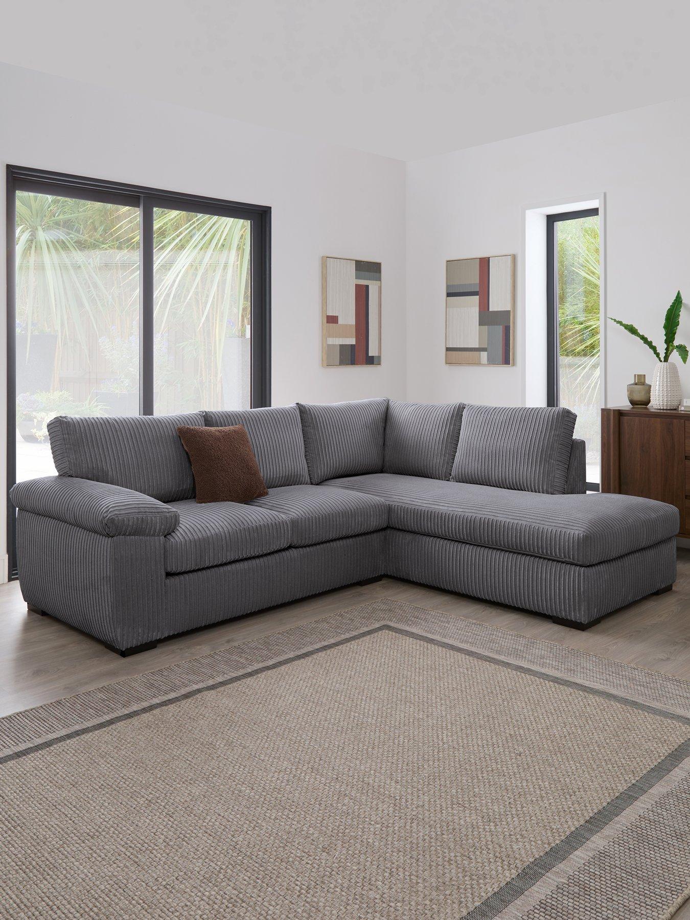 The Very Collection Amalfi Standard Back Fabric Right Hand Corner Chaise Sofa - Charcoal - FSC® Certified