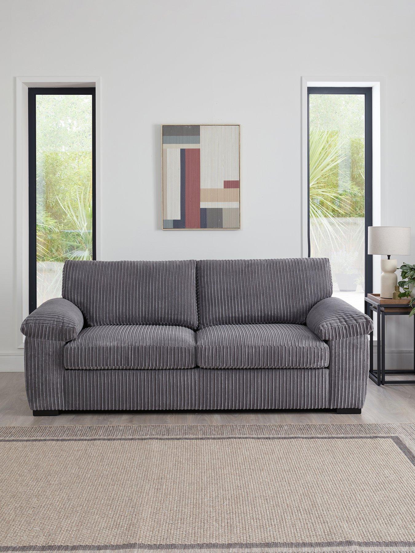 The Very Collection Amalfi Standard Back Fabric 3 Seater Sofa - Charcoal - FSC® Certified