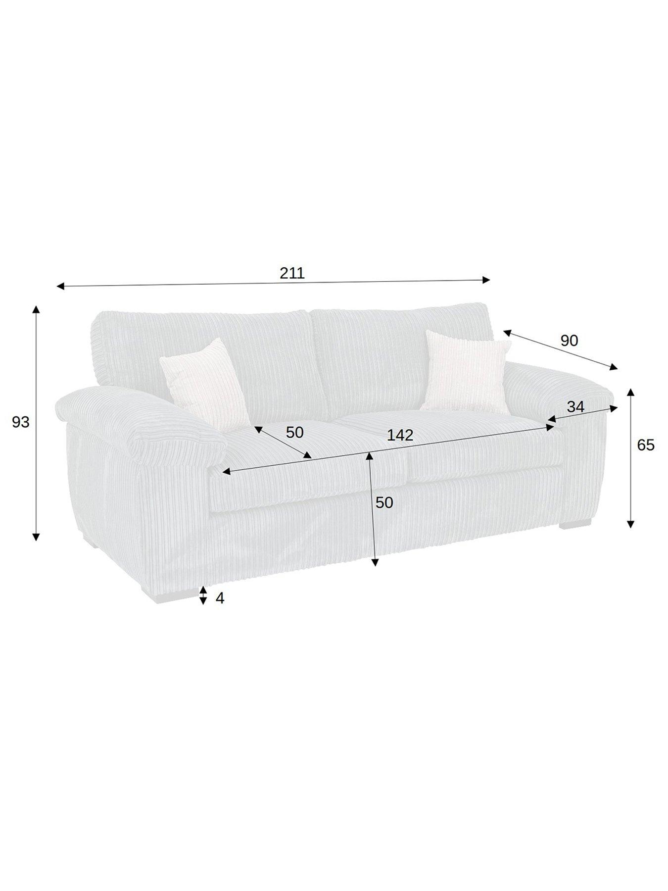  image of very-home-amalfi-standard-back-fabric-3-seater-sofa-charcoal-fscreg-certified