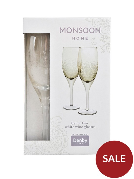 front image of monsoon-denby-lucille-gold-white-wine-glasses
