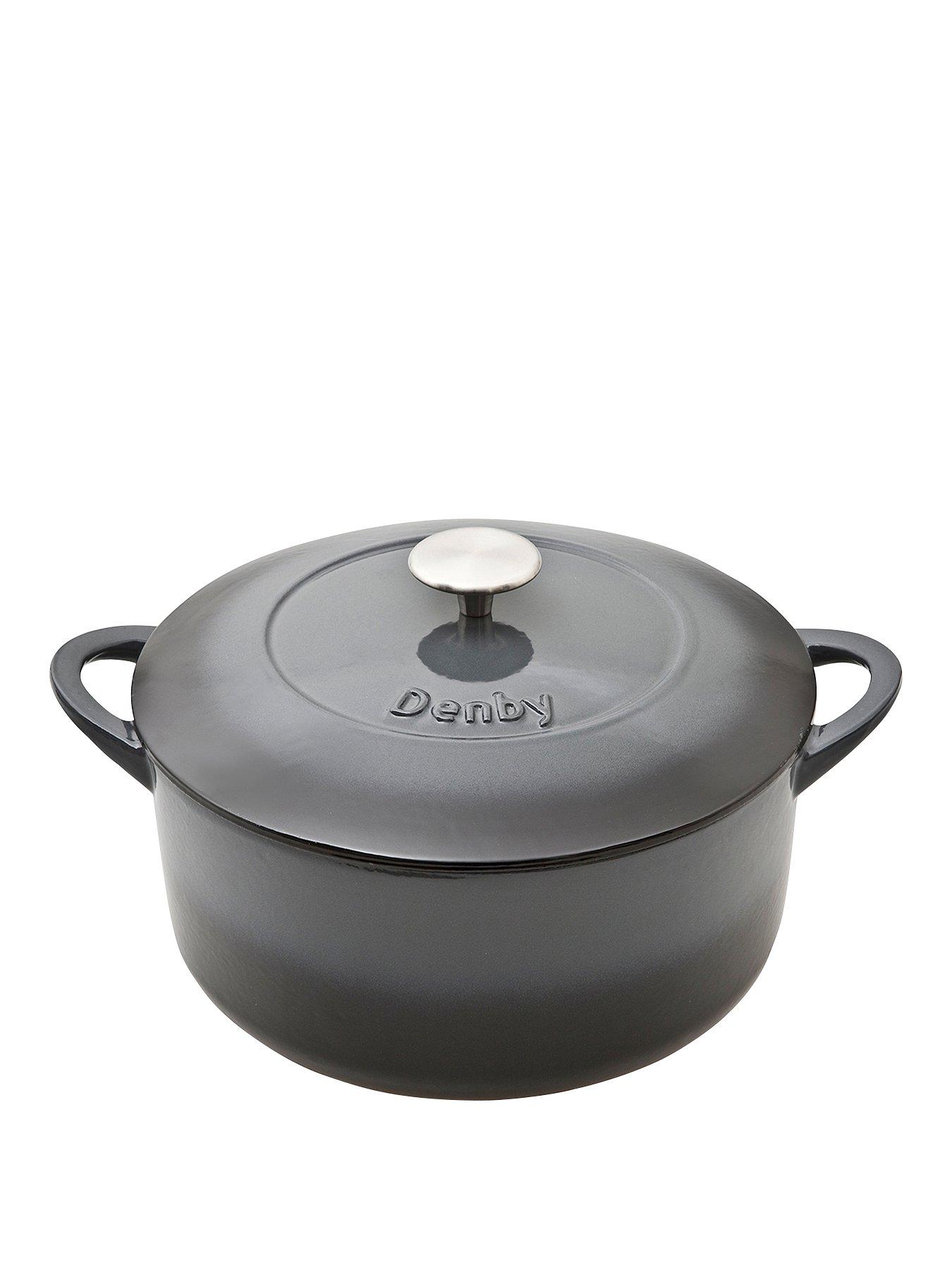 front image of denby-halo-26cm-cast-iron-round-casserole-pot