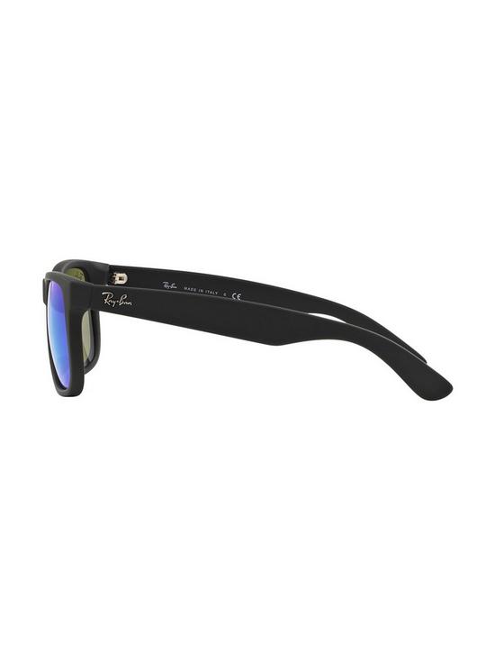 back image of ray-ban-orb4165-mirror-lens-justin-sunglasses-blackblue