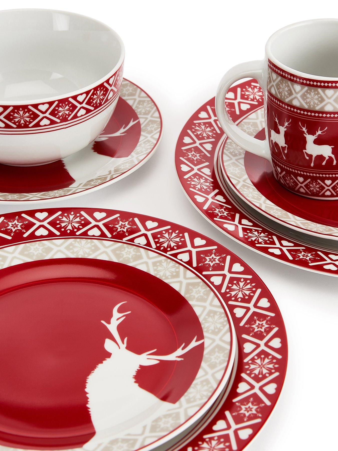 Italian Christmas Flatware - Reindeer Set 24 Pieces Color White / Red -  Neva - Best Price 134,40 €