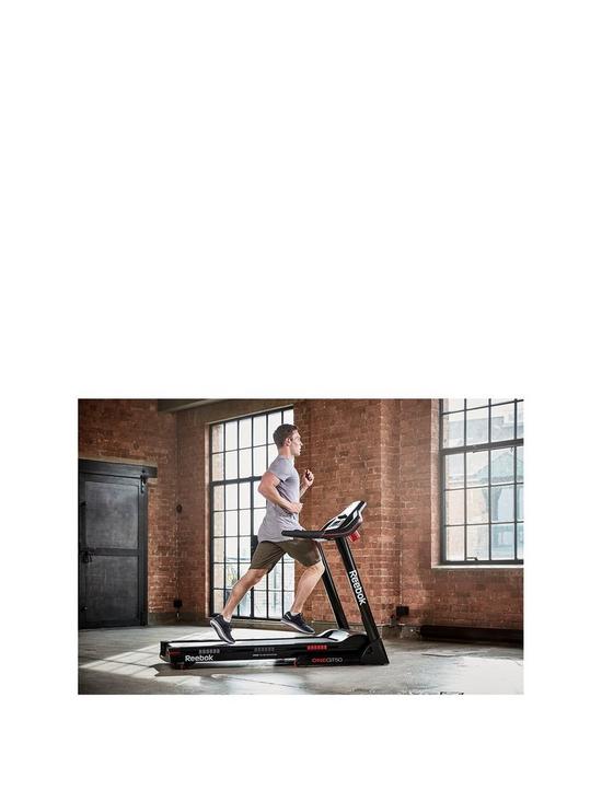 stillFront image of reebok-gt50-one-series-treadmill-black-with-red-trim