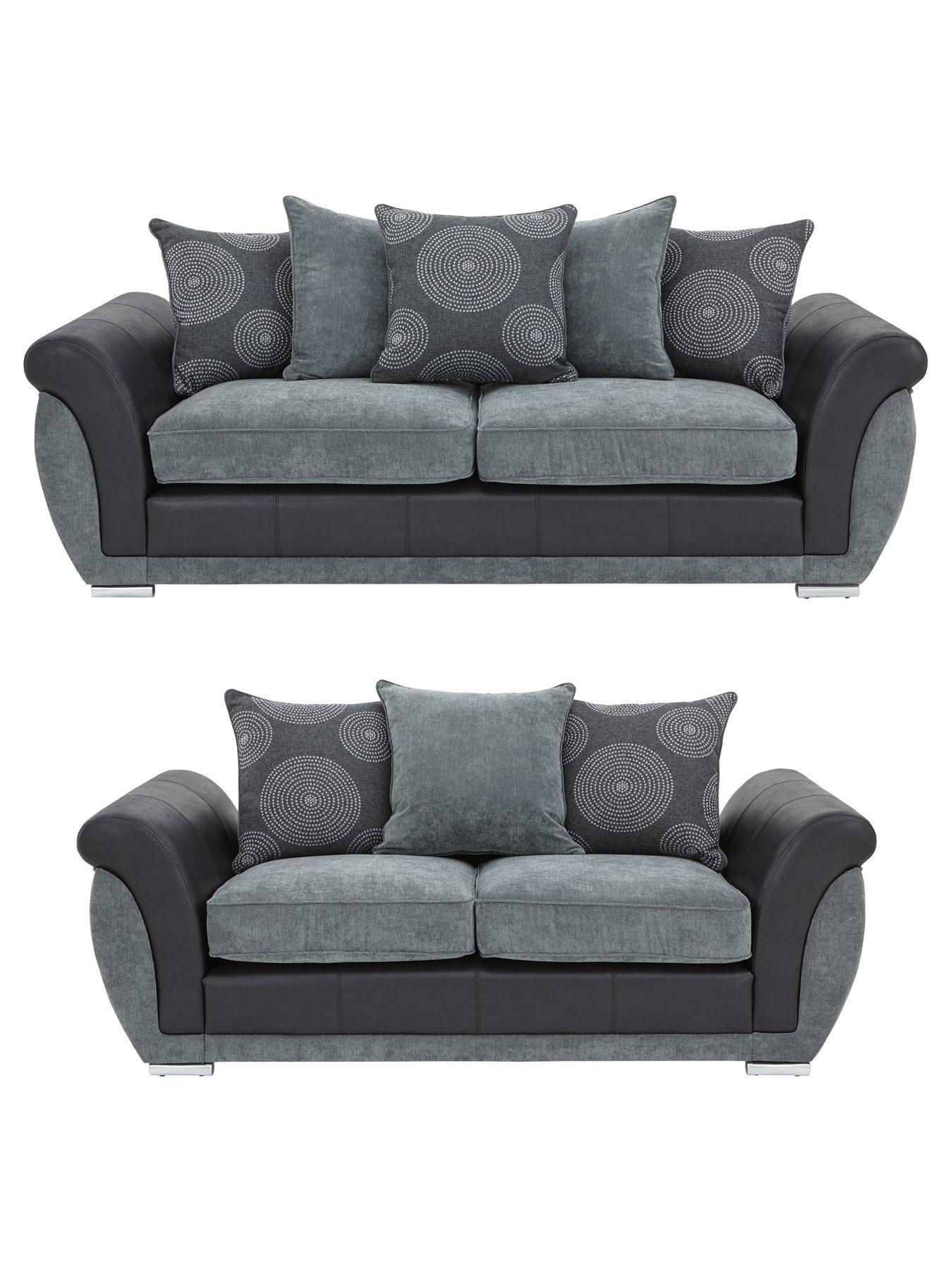 Image 1 of 5 of Very Home Danube Fabric/Faux Leather&nbsp;3&nbsp;Seater + 2&nbsp;Seater Sofa Set (Buy and SAVE!)&nbsp;- FSC&reg; Certified