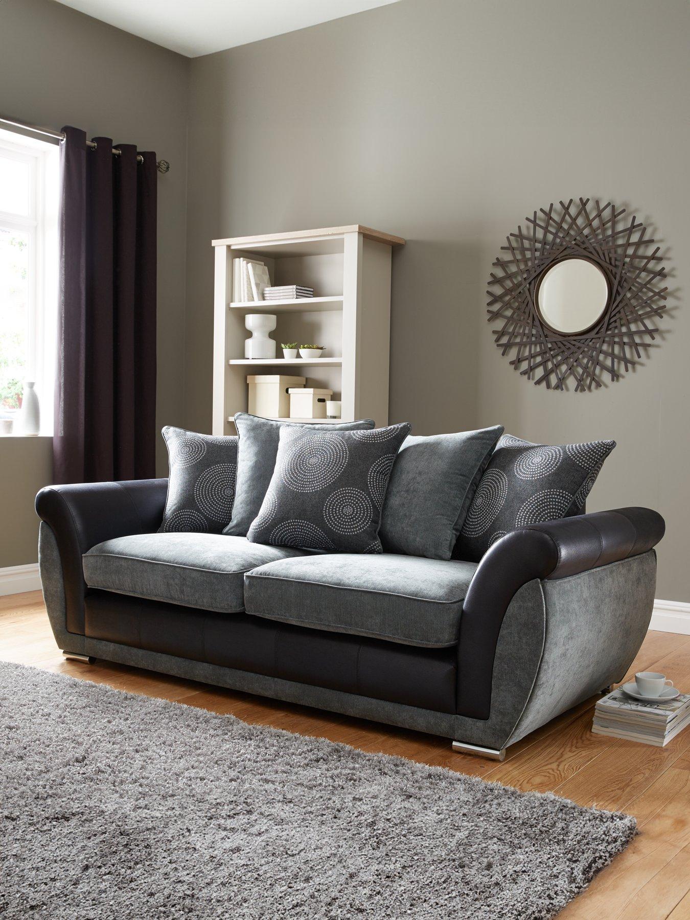 Very Home Danube Fabric/Faux Leather 3 Seater Sofa - FSC® Certified