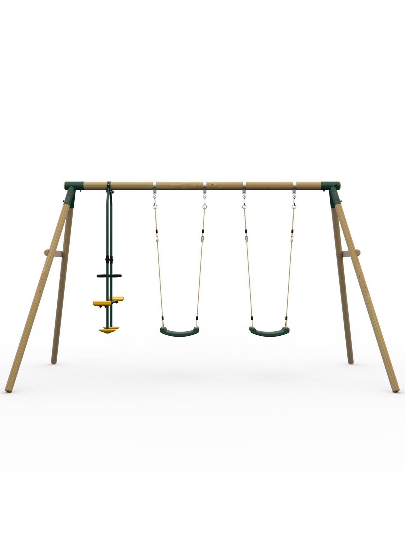 Image 2 of 6 of Plum Colobus Wooden Swing Set with Glider