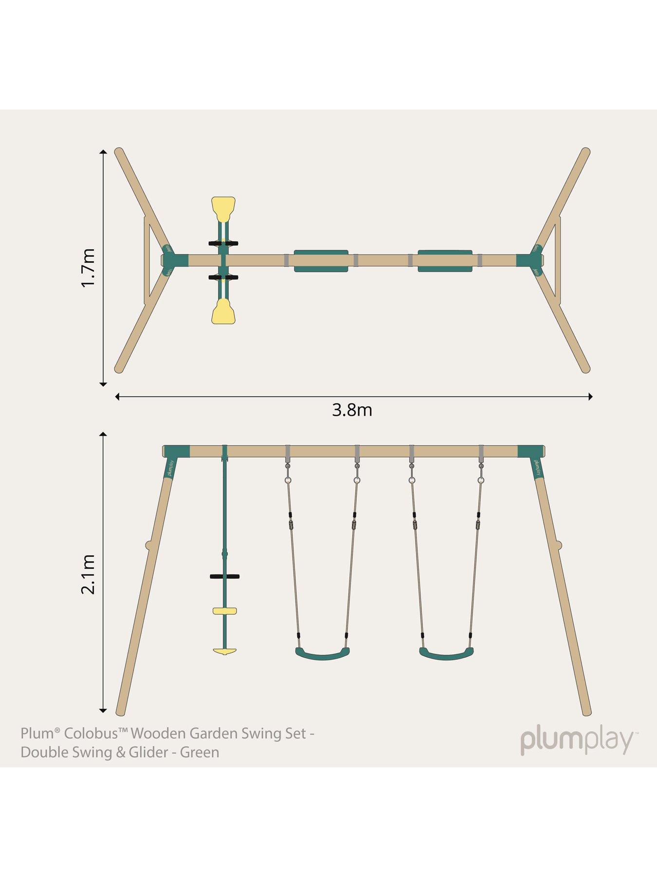 Image 6 of 6 of Plum Colobus Wooden Swing Set with Glider
