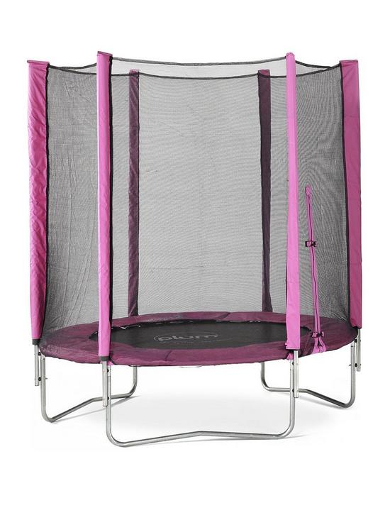 front image of plum-6ft-trampoline-in-pink