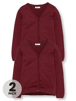 V by Very V By Very Girls 2 Pack Knitted School Cardigans - Burgundy Picture