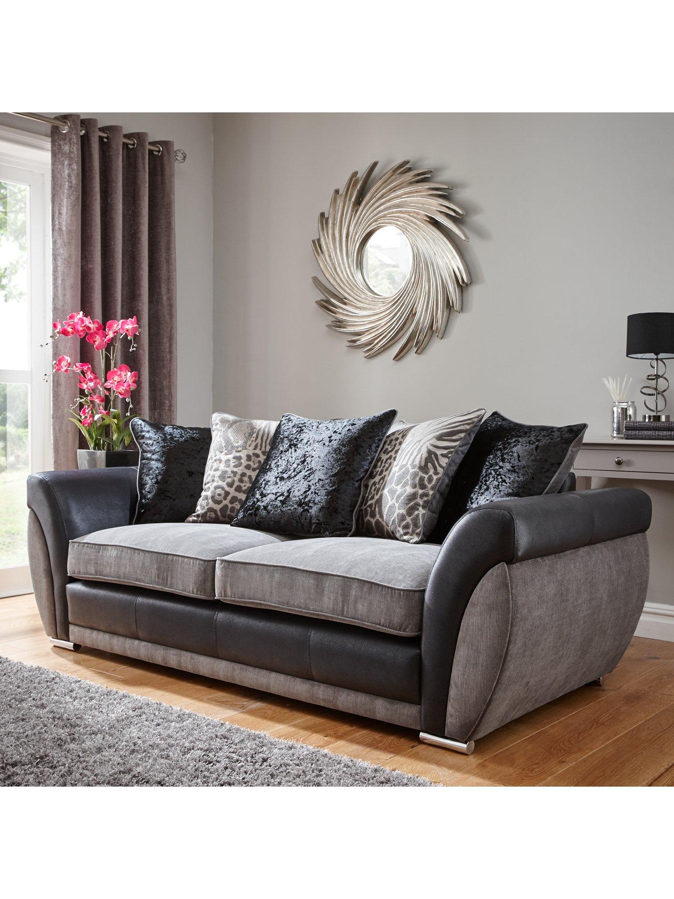  image of very-home-hilton-fabric-and-faux-leather-3-seater-scatter-back-sofa