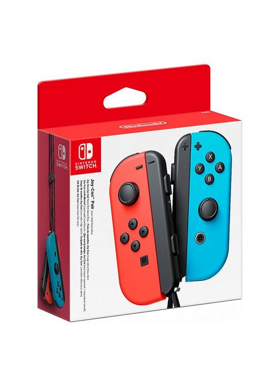 front image of nintendo-switch-joy-con-controllernbsptwin-pack-wirelessnbsprechargeable--nbspneon-red-neon-blue