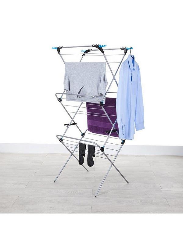 GREY 21M AIRER BLACK CORNERS CLOTHES DRYING INDOOR RACK 3 TIER LIGHTWEIGHT NEW 