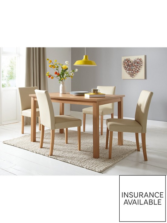 stillFront image of very-home-home-essentials--nbspprimo-120-cm-dining-table-4-faux-leather-chairs
