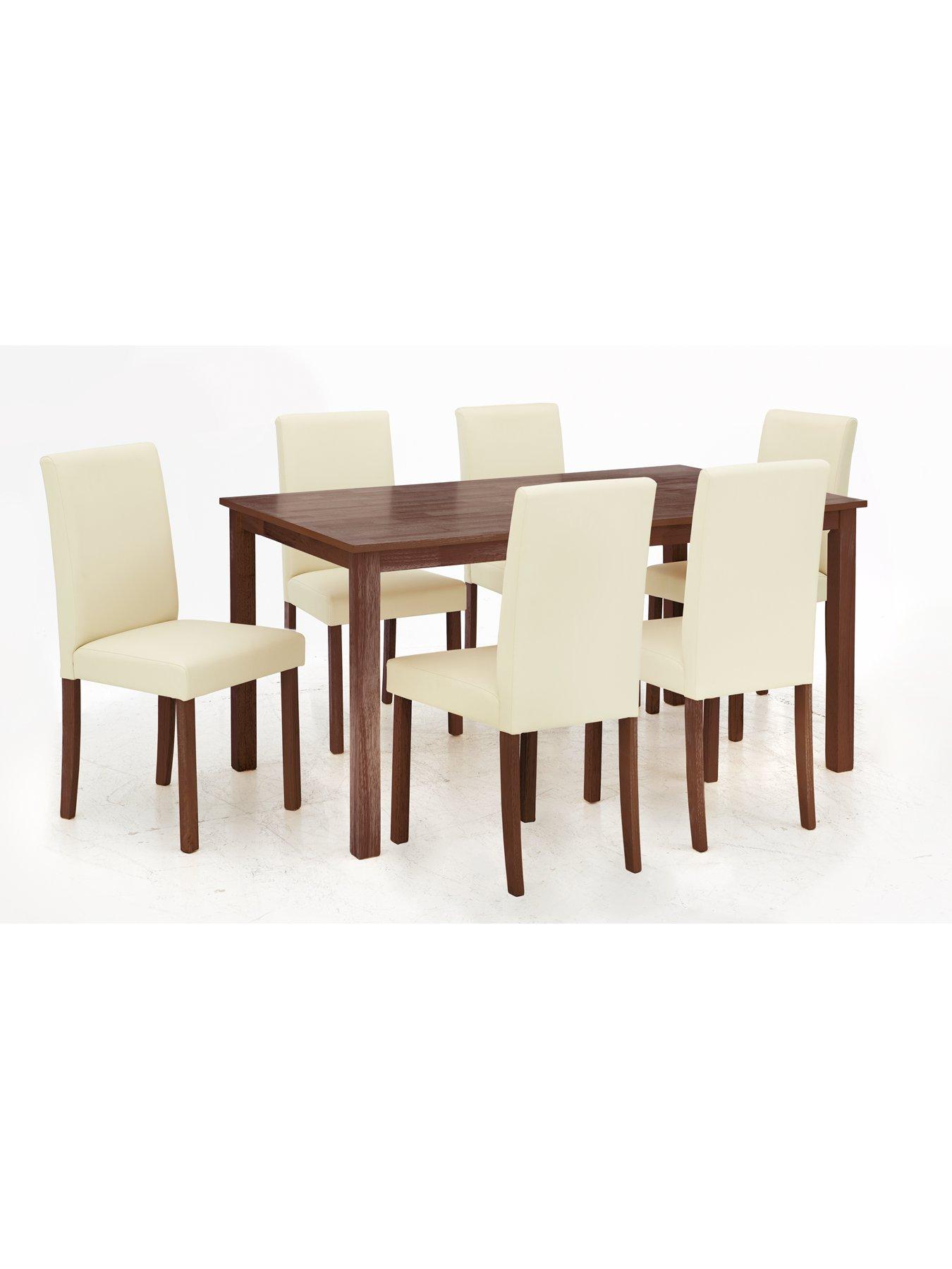 Primo 150 Cm Dining Table 6 Faux Leather Chairs