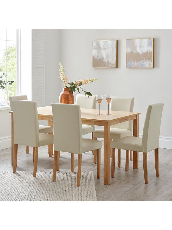 Home Essentials Primo 150 Cm Dining Table 6 Faux Leather Chairs Littlewoods Com