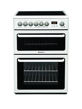 Hotpoint   Newstyle Hae60Ps 60Cm Double Oven Electric Cooker With Ceramic Hob - White